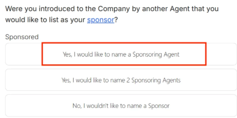 Sponsor selection form